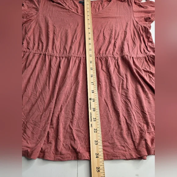 ModCloth 2X Dusty Rose/ Mauve Short Flutter Tie Sleeves Top Cd-2980 - Picture 5 of 6